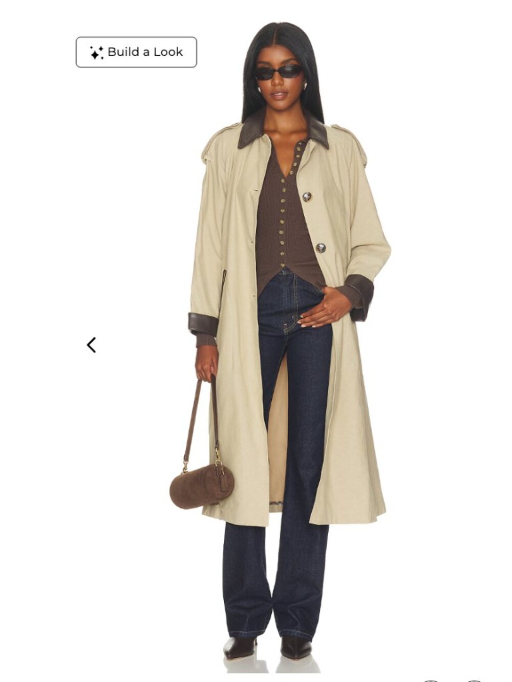 New XS Tan Trench Coat by Heartloom – Dune Beige, Faux Leather Trim